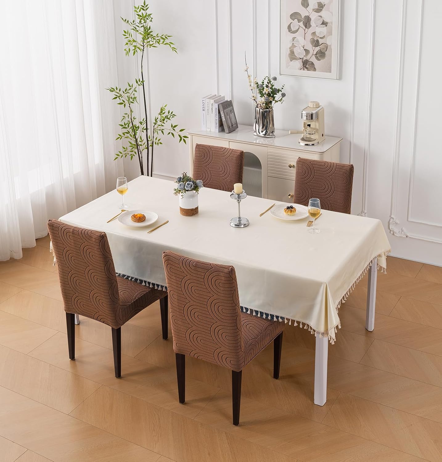 Premium Stretch Chair Cover – 220 GSM Jacquard Fabric (Brown)