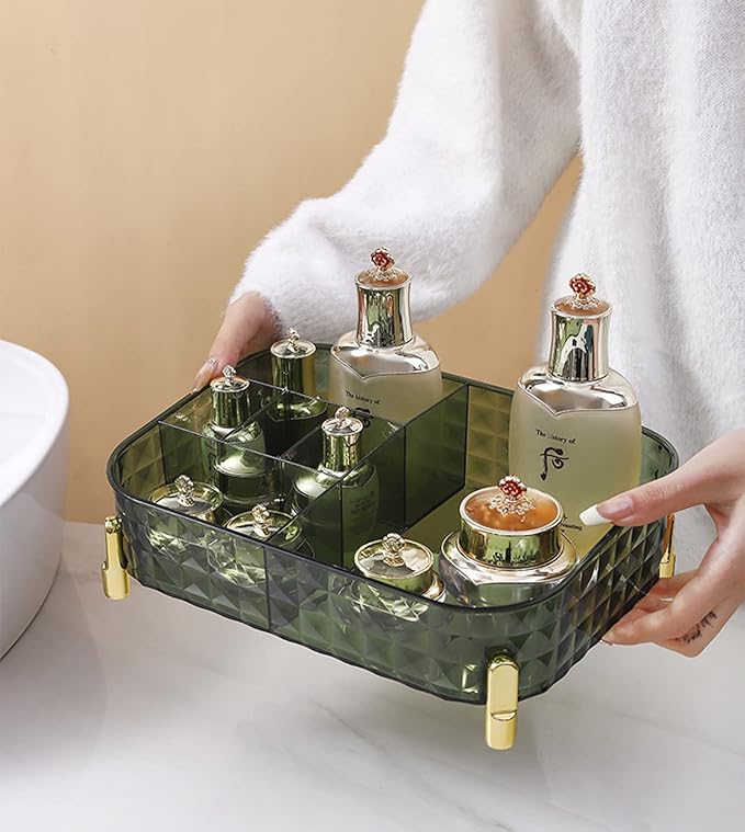 Acrylic Transparent Rectangular Decorative Tray (Green)