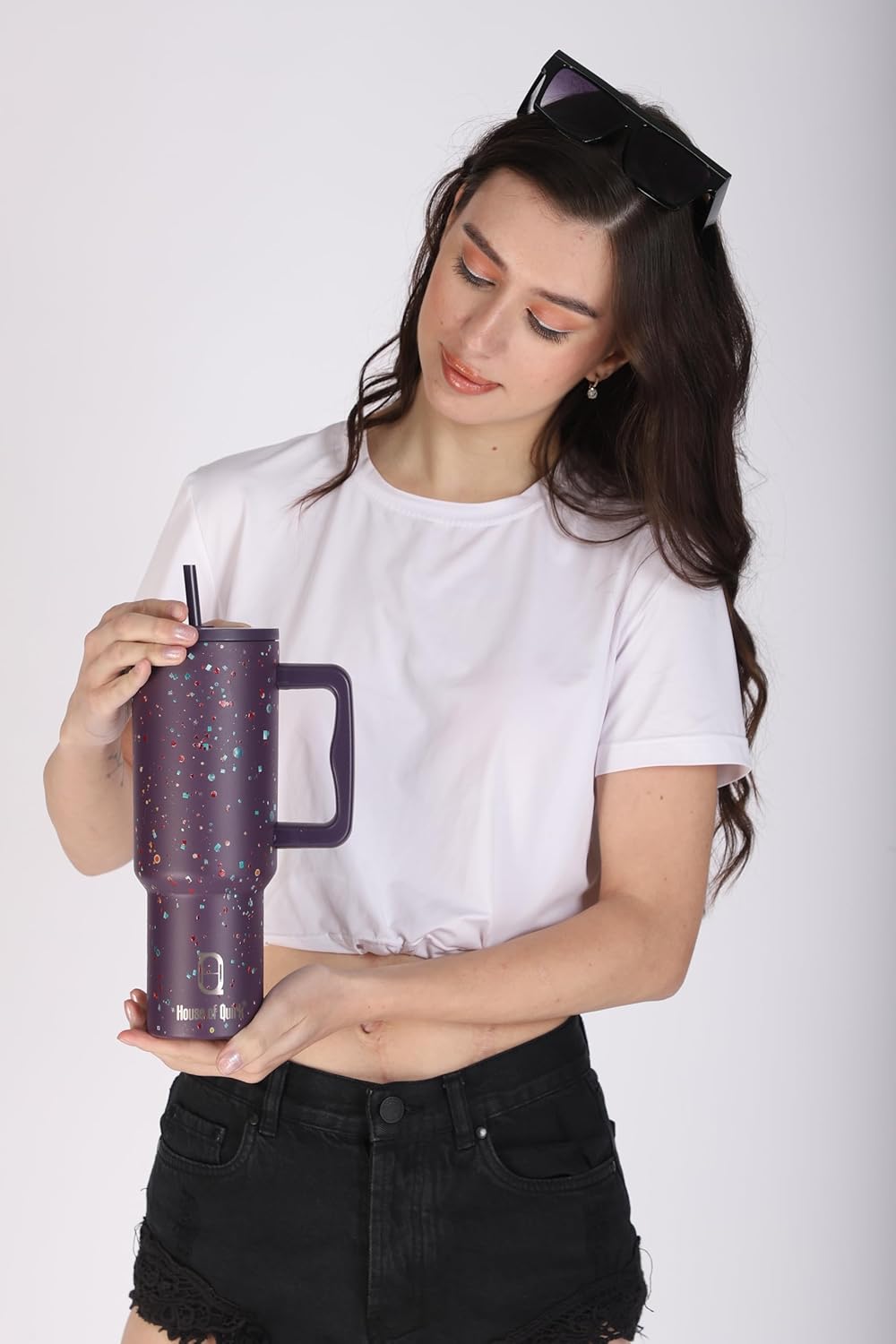 Stainless Steel Vacuum Insulated Tumbler with Straw and Lid & Handle - (1200 ML)