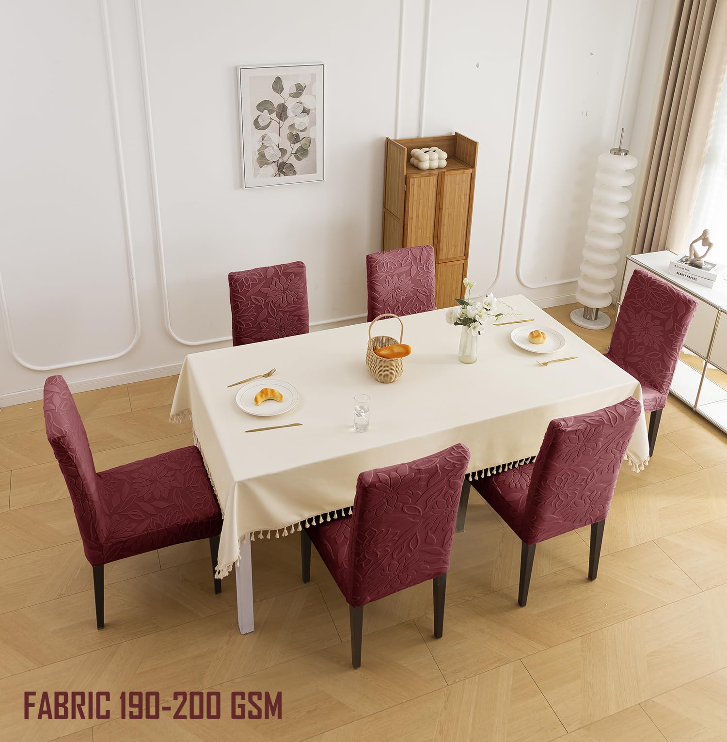 Stretchy Universal Camellia Jacquard Waterproof Chair Cover (Maroon)