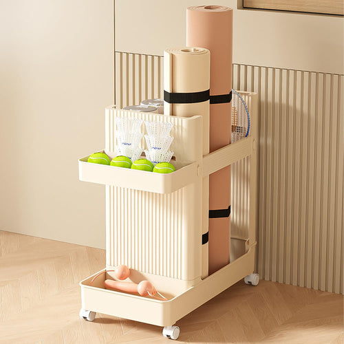 Yoga Mat & Gym Equipment Storage Rack with Wheels
