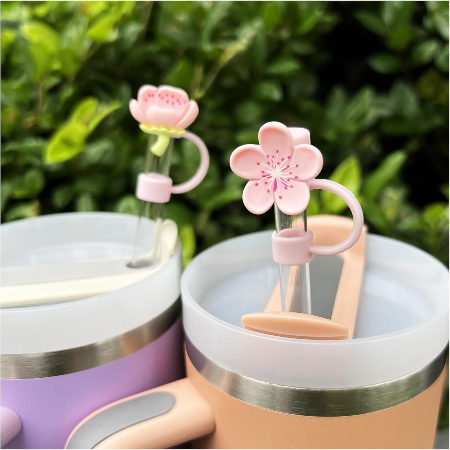 4PCS Silicone Bow Straw Covers Cap 10mm-Peach Blossom (Tumbler Not Included)