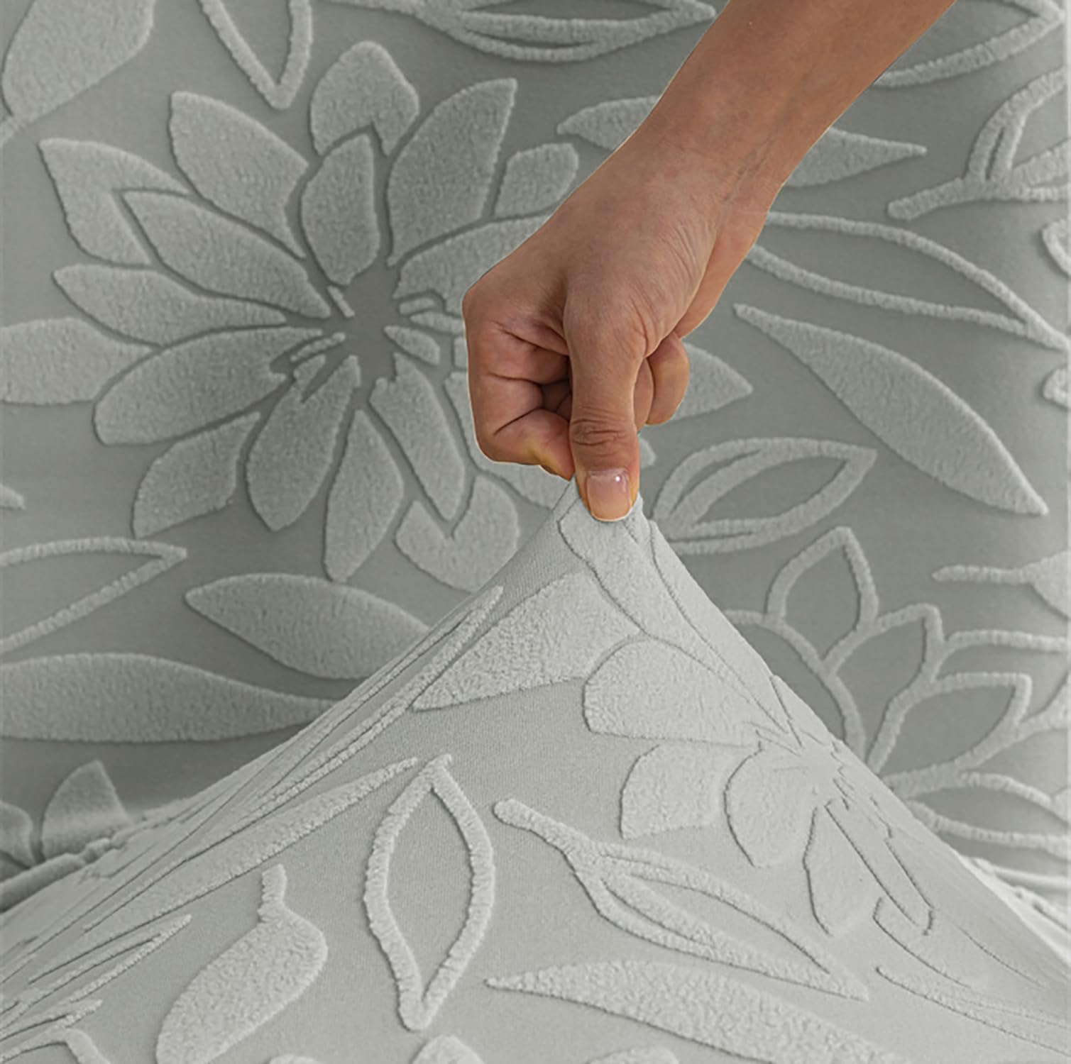 Stretchy Universal Camellia Jacquard Waterproof Chair Cover (Light Grey)