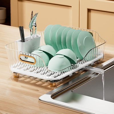 Acrylic Dish Drying Rack Sink Dish Drying Rack Suitable for All Kinds of Dishes (Clear)