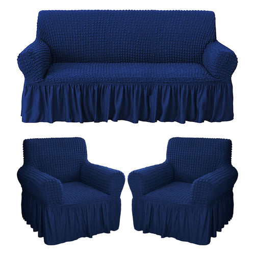 Turkish Bubble Frill Five Seater 3 + 1 + 1 Sofa Slipcovers 280 GSM