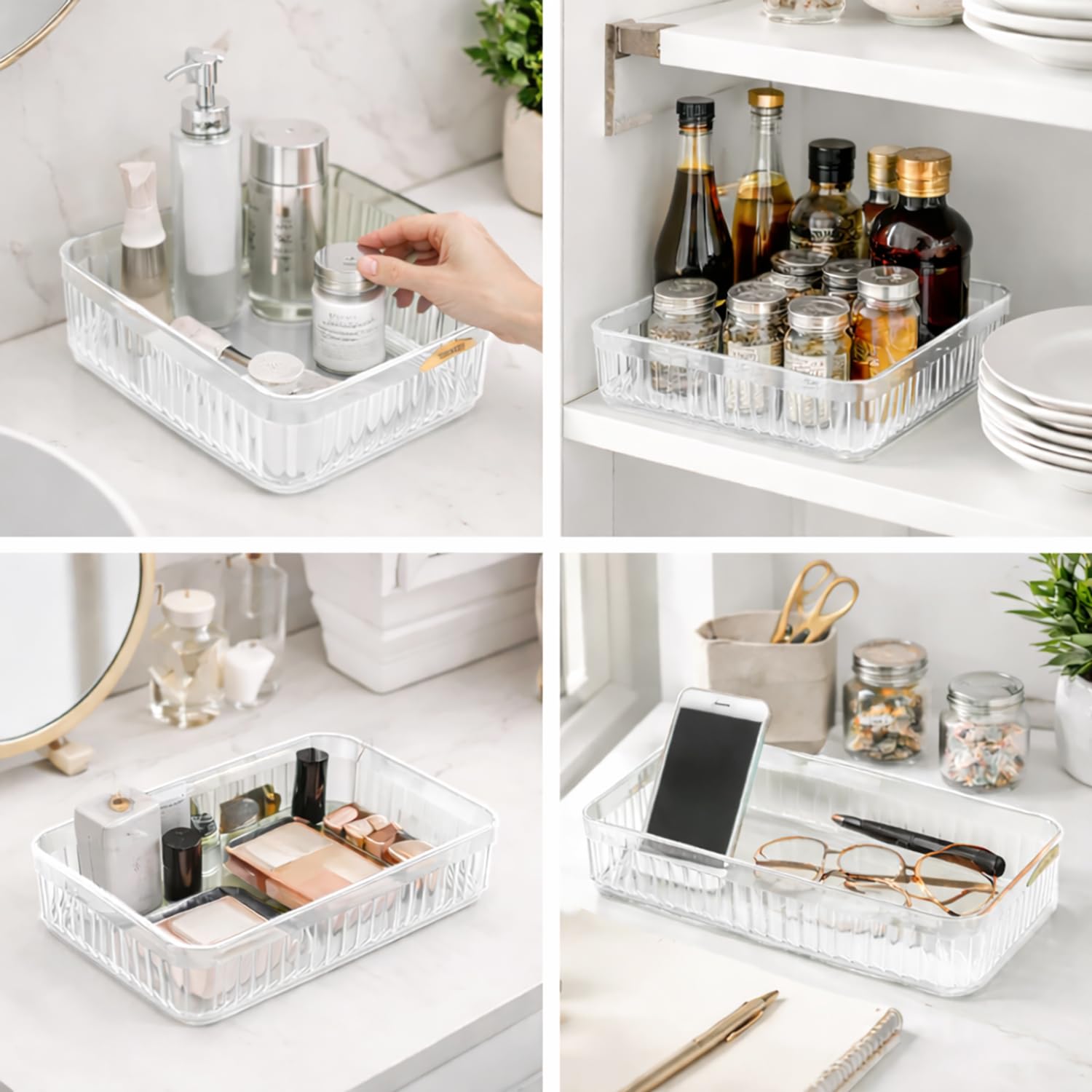 Acrylic Transparent Open Lid Small Decorative (Set of 2)