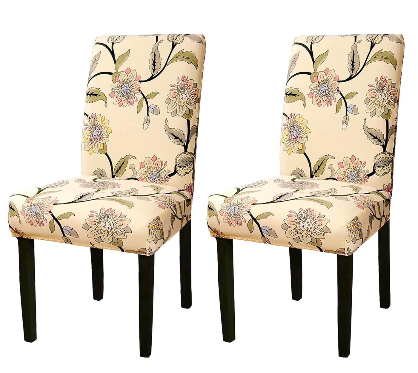 Printed Elastic Chair Cover (Beige Magnolia)