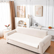 Rabbit Plush Sofa Mat Floral Design - Ivory