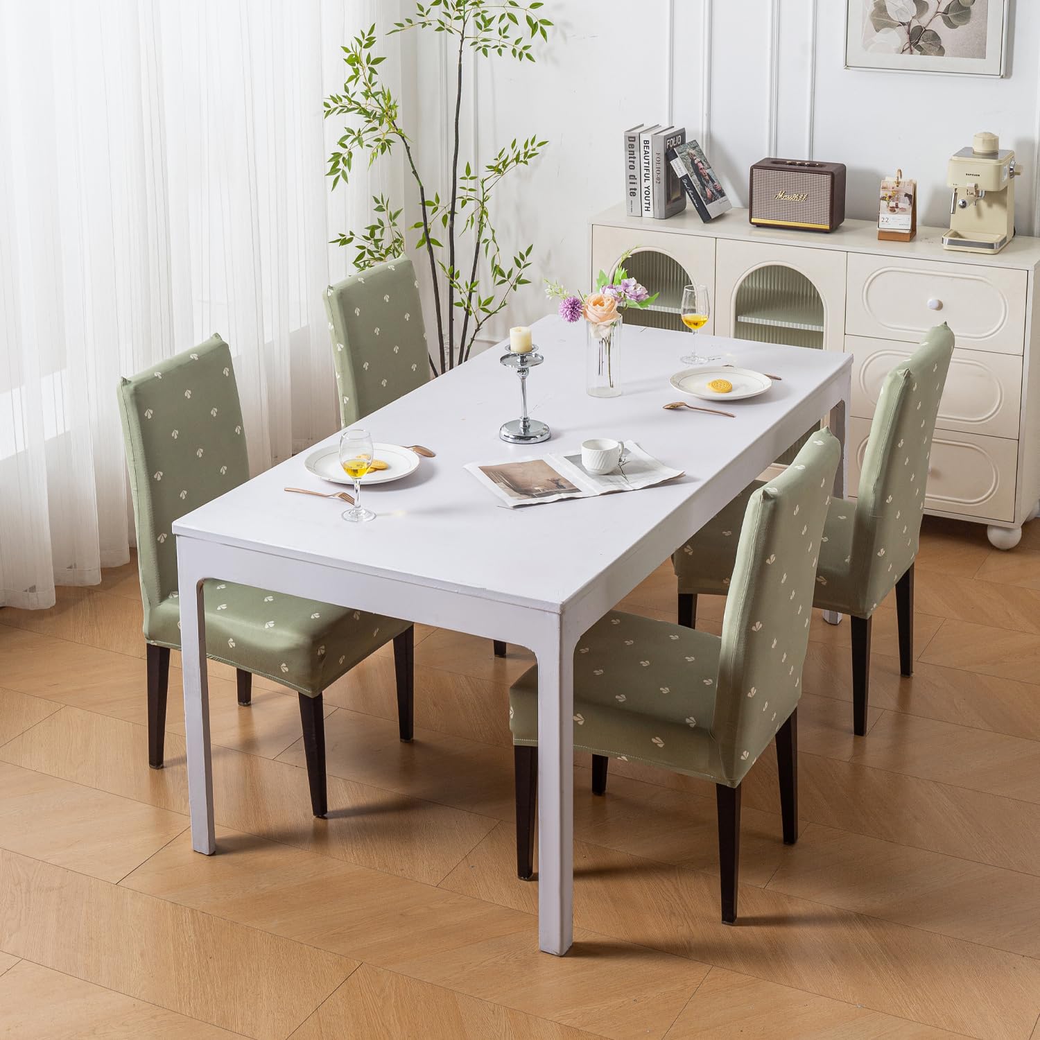 Elastic Chair Cover Stretch Removable Washable Short Dining Chair Cover (Neem Buti)