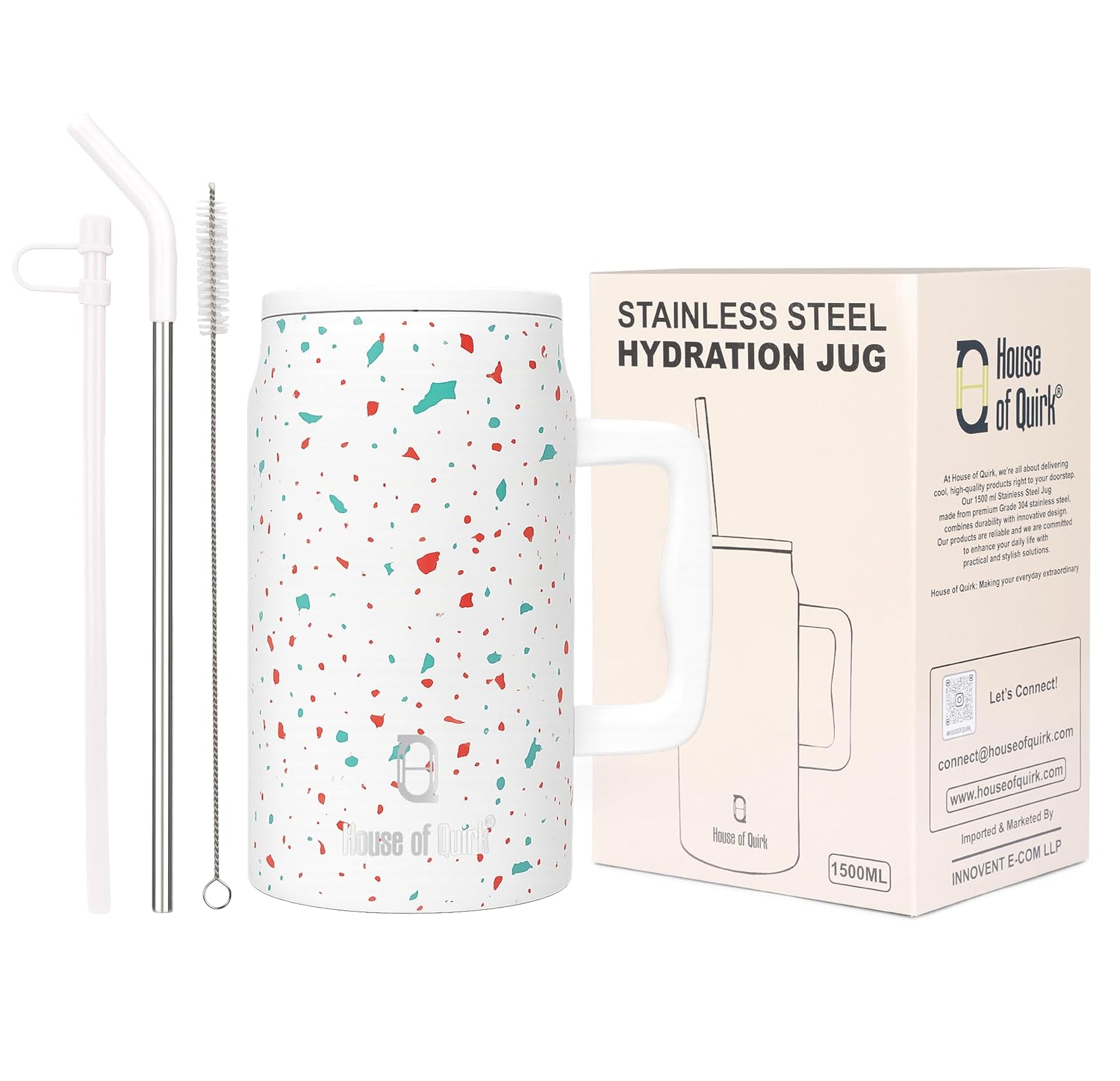 1500ML Mug Tumbler with Handle and Straw Lid
