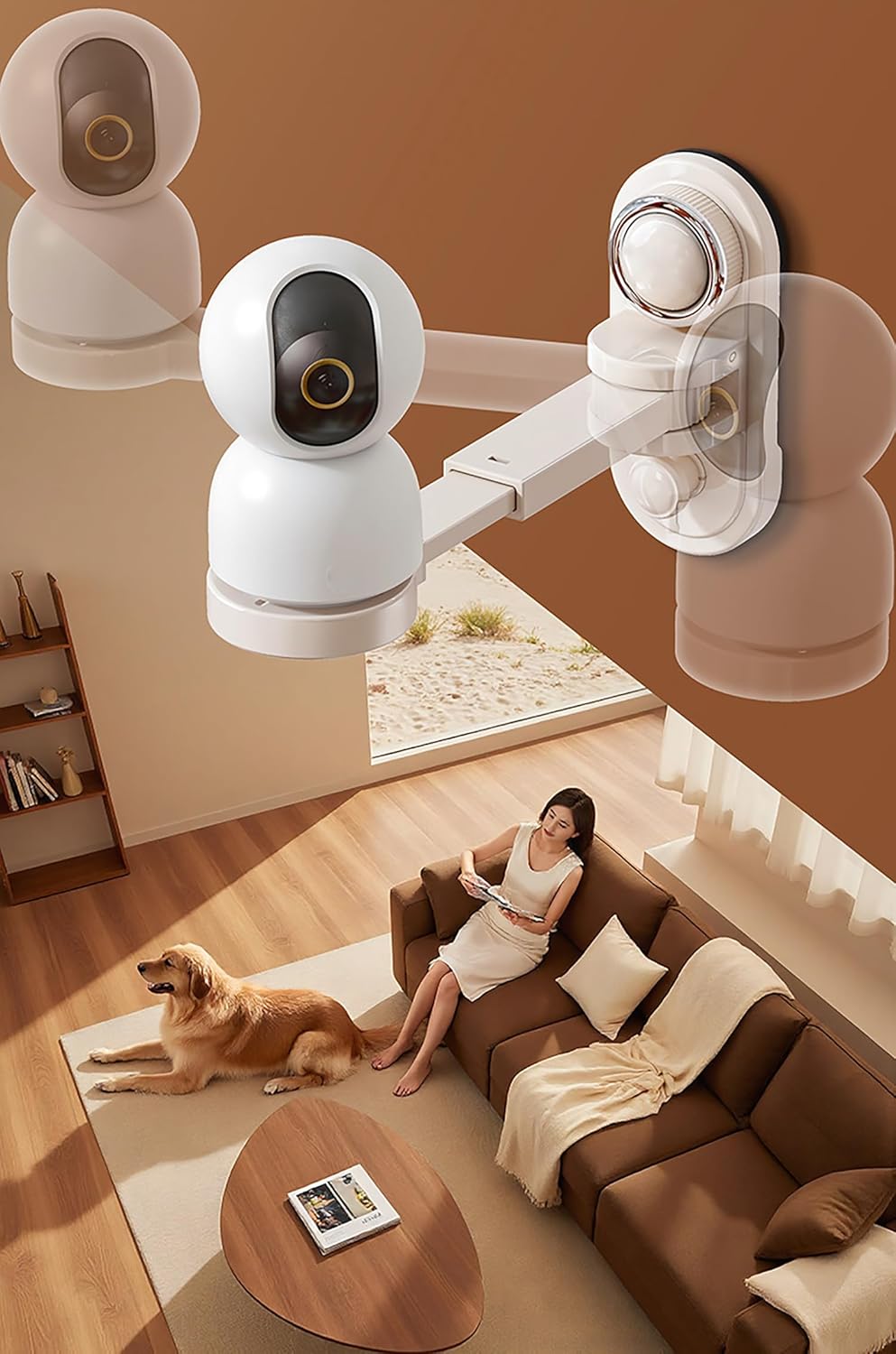 Suction Cup Camera Bracket Holder Retractable Punch-Free Wall Mount (Cream)