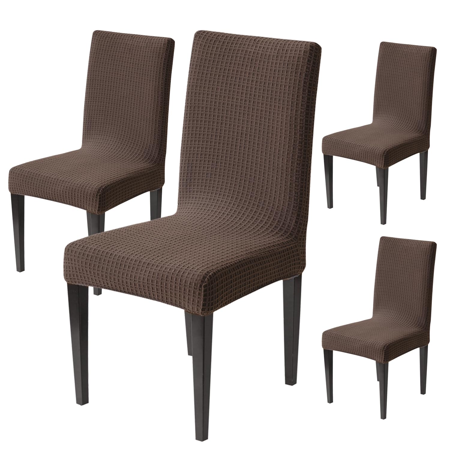 Decorative Dining Chair Cover – 220 GSM Stretch Jacquard Fabric (Brown)