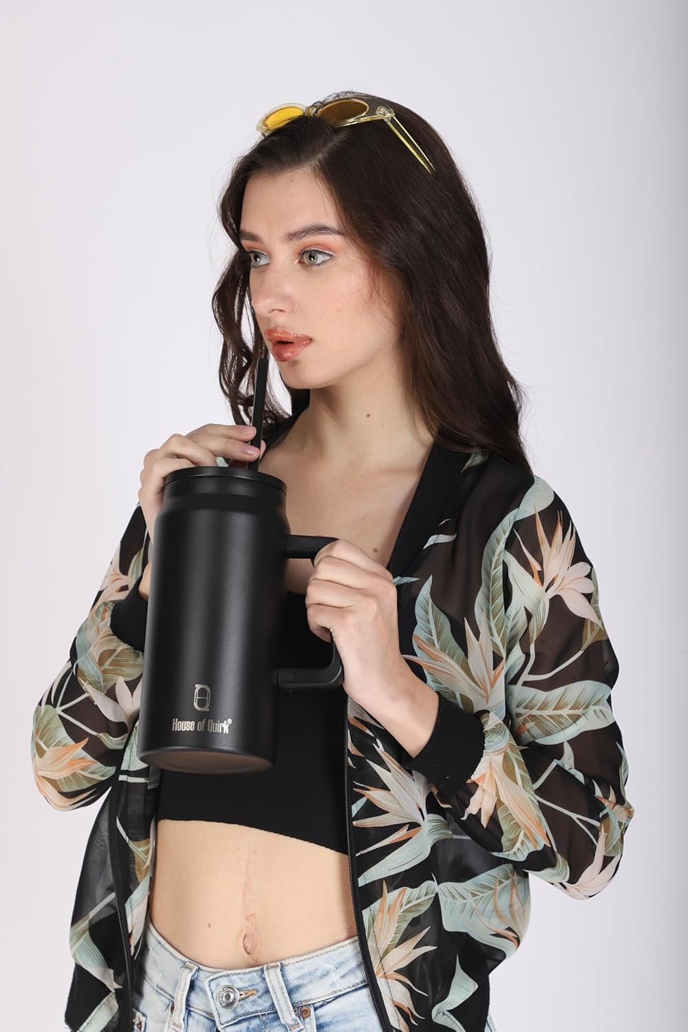 1500ML Mug Tumbler with Handle and Straw Lid