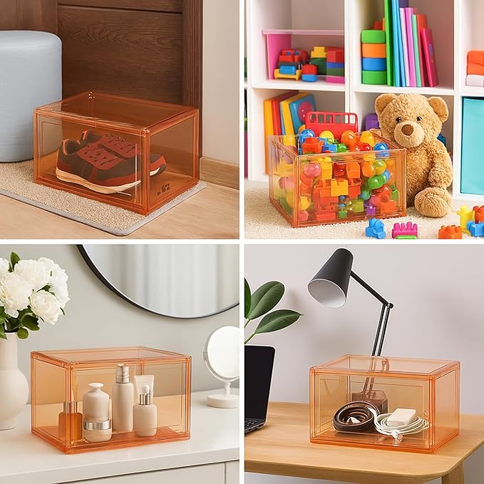 Shoe Organizer, Shoe Storage Boxes with Magnetic Door (Green)