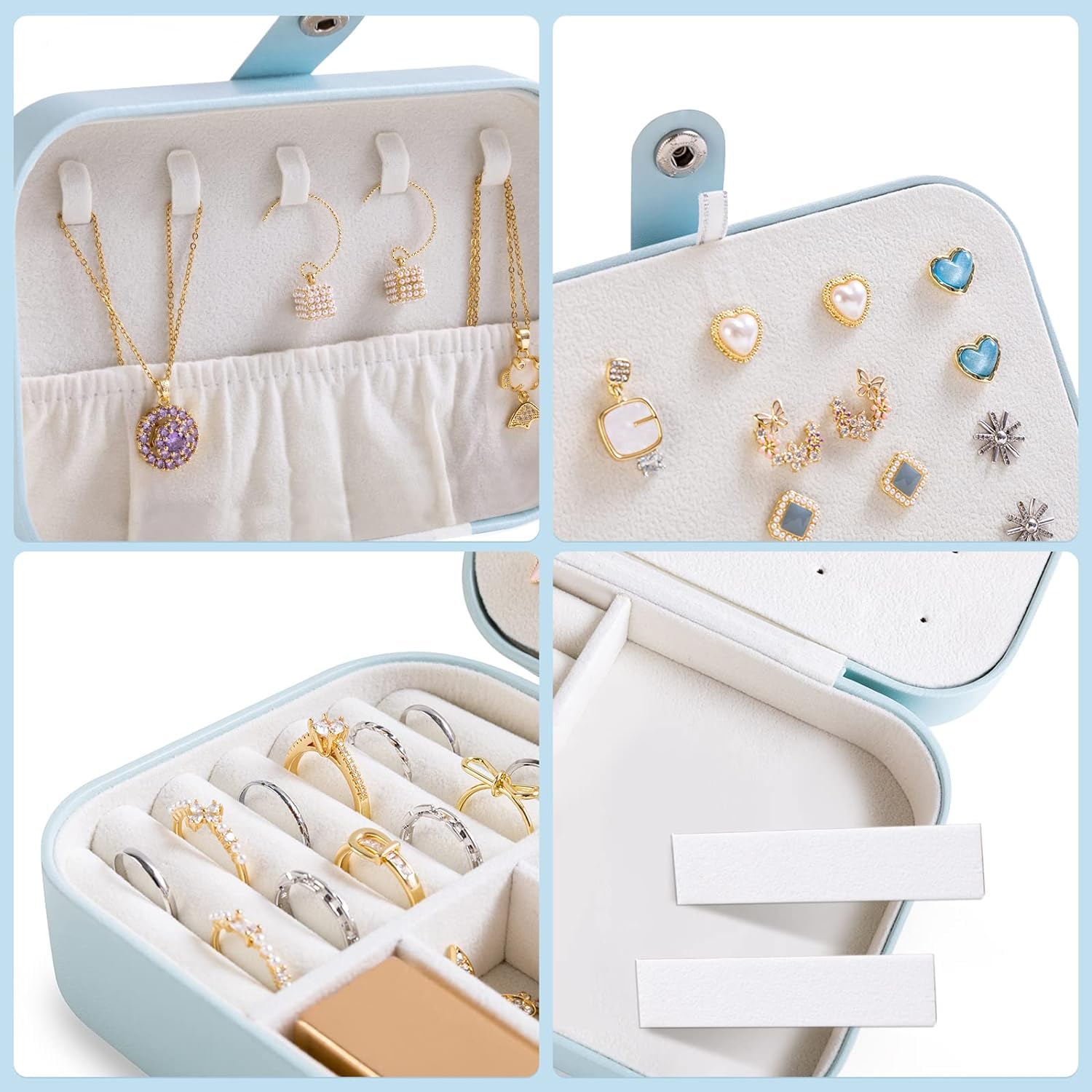 Black Makeup Case & Sky Blue Jewelry Box – Stylish Travel Organizer Set for Sister