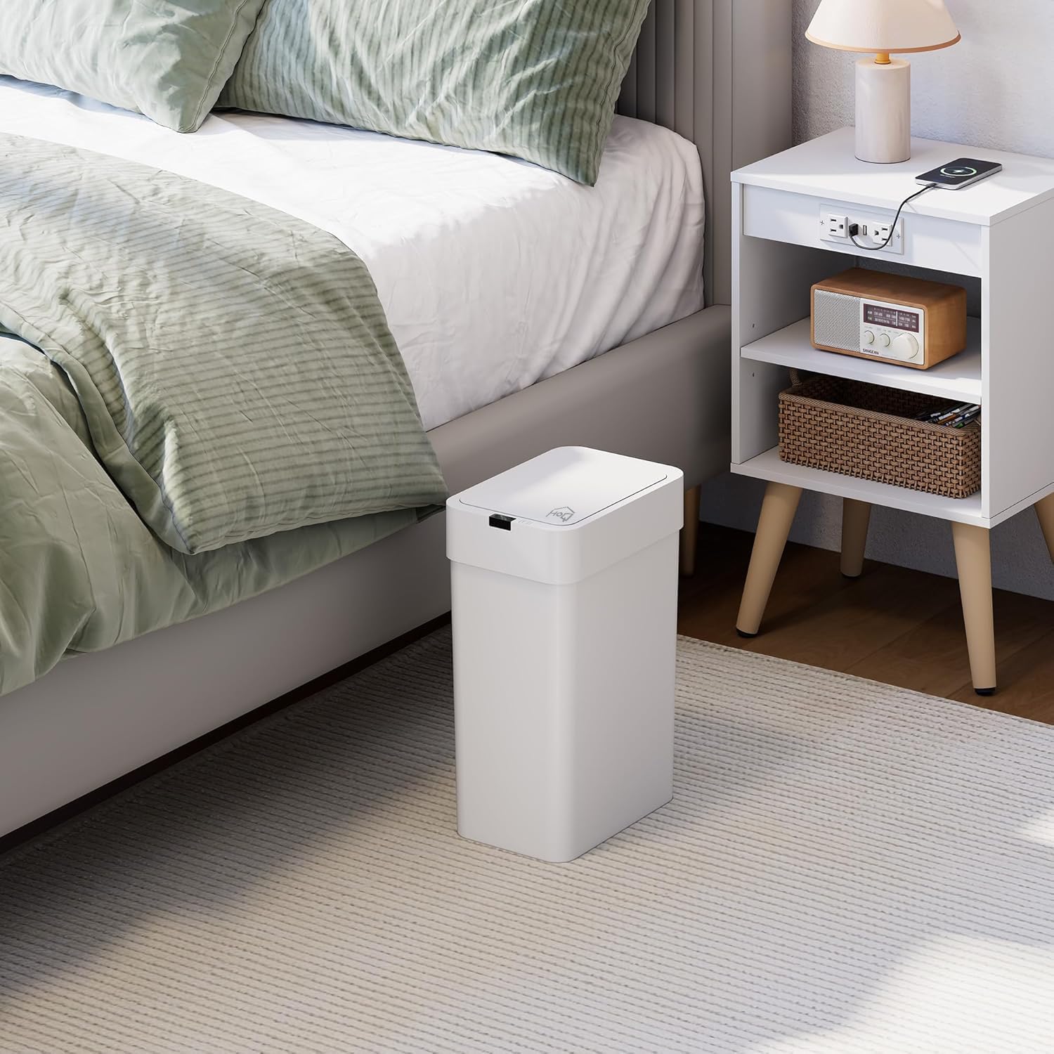 Automatic Touchless 9L Motion Sensor Trash Can – Waterproof Smart Dustbin for Home & Office (White)