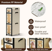 3-Layer Slim Rolling Storage Cabinet – Plastic Organizer (Cream/Black)