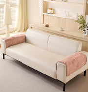 Sofa Cover Mat Leaf Coral Fleece Chenille Fabric Seater Sofa (Peach)