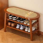 Bamboo 3-Tier Shoe Rack Bench - Brown