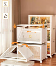 Plastic Storage Bins for Closet Organizers with Open Front Door (55cm, White)