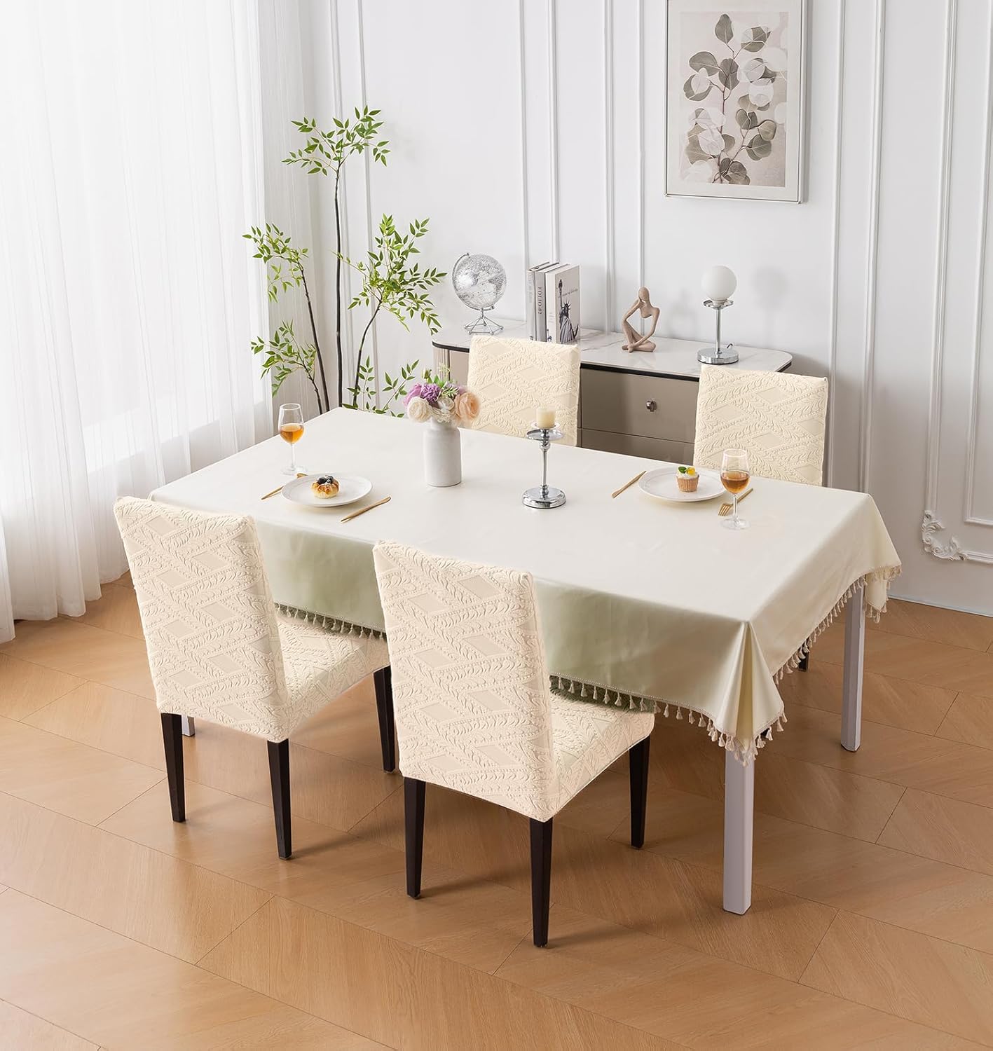 Stretchable Jacquard Chair Cover – 220 GSM- Beige