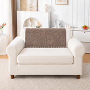 Rabbit Plush Sofa Mat Floral Design - Mocha