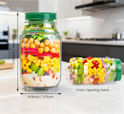 Portable Salad Pod Mason Jar with Leakproof Dressing Compartment – Reusable Travel Salad Container (Transparent)