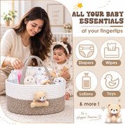 Baby Diaper Caddy Organizer Cotton Rope Basket