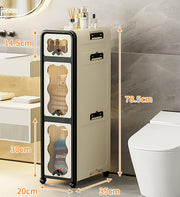 3-Layer Slim Rolling Storage Cabinet – Plastic Organizer (Cream/Black)