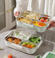 Stainless Steel Lunch Box | 304 Multi-Layer Bento Box with Bag & Utensils (Beige/Brown)
