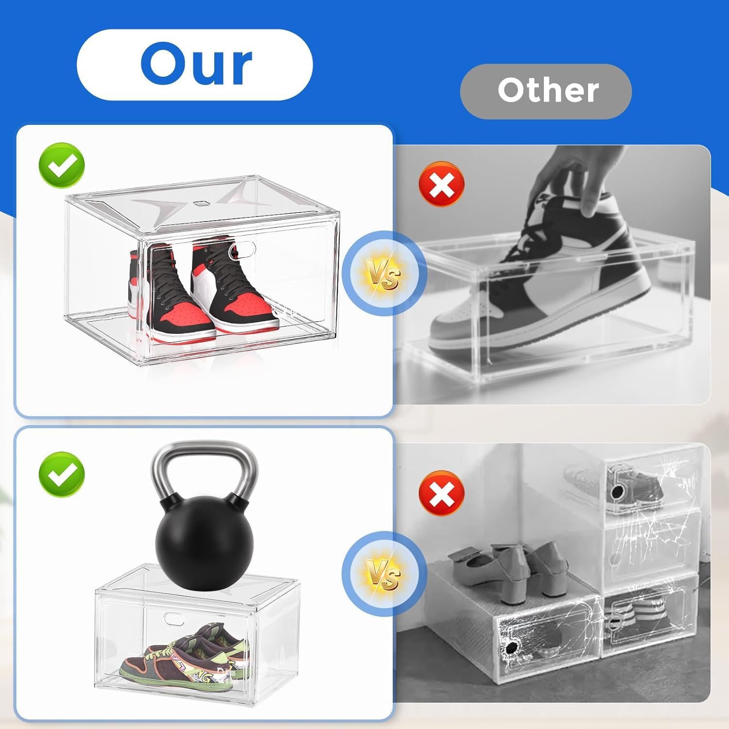 Shoe Storage Organizer Boxes White