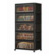 Foldable Storage Box with Wheels & Transparent Windows (Black, 62cm)