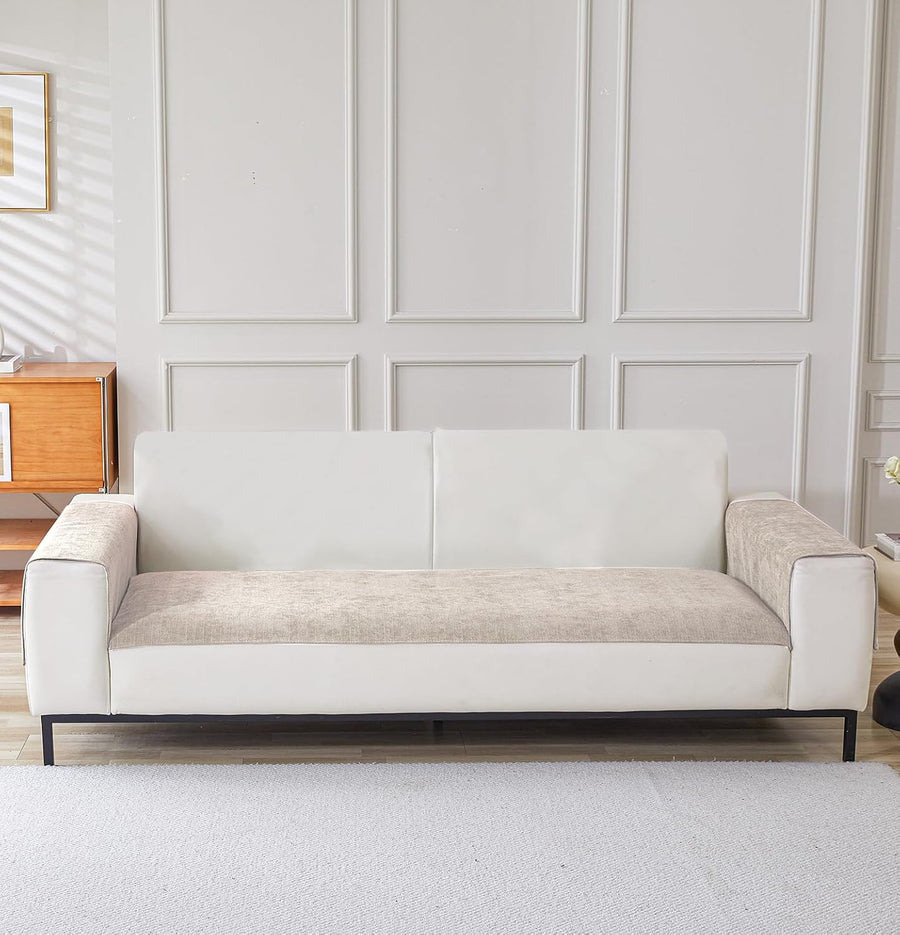 Herringbone Chenille Sofa Cover Set – 3 Pcs (2pc Armrest Covers 50x70cm + 1pc Seat Cover) Beige