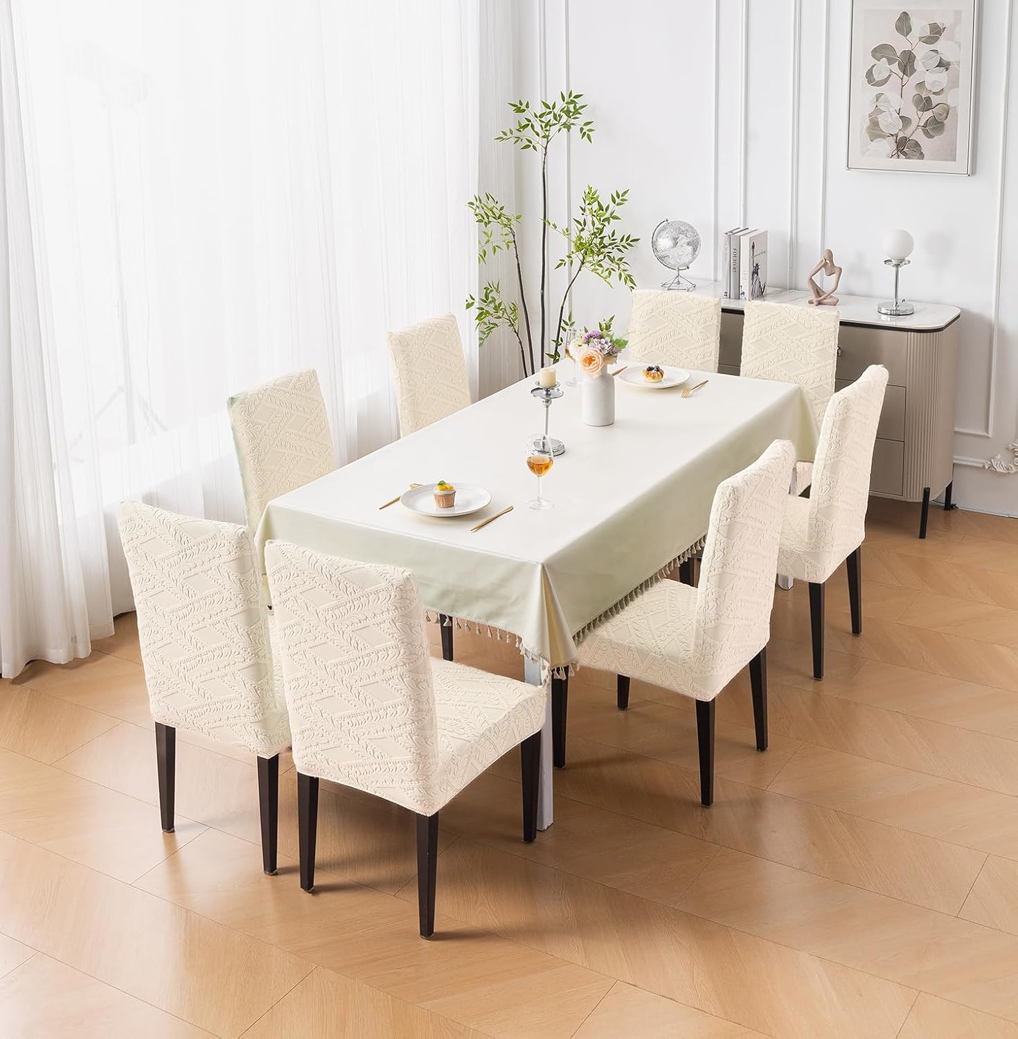 Stretchable Jacquard Chair Cover – 220 GSM- Beige