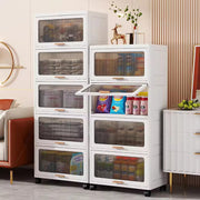 Foldable Storage Box ,Closet Organizers Plastic with doors and lids White 55 CM