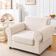 Ridge Plush Sofa Mat Floral Design - Almond
