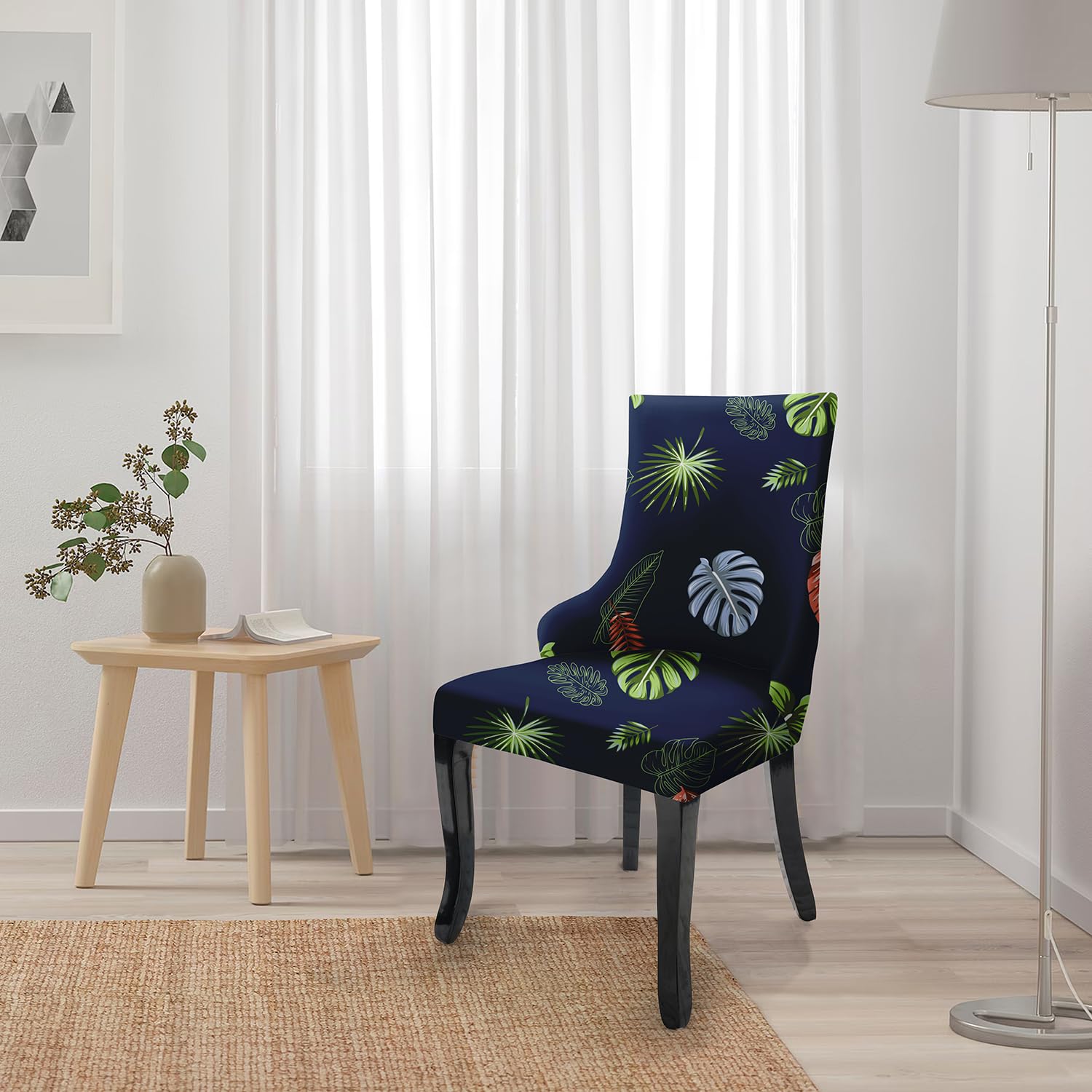 Wingback American Side Chair Slipcover-Tropical Teal