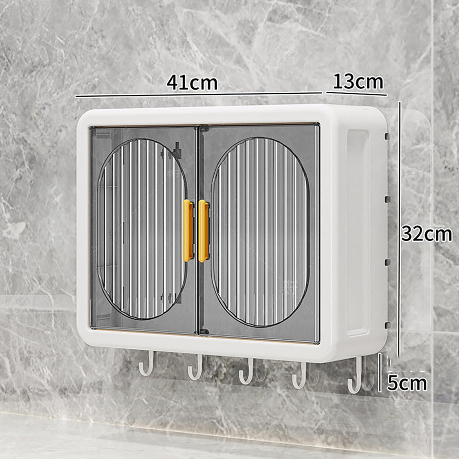 Wall Mounted Bathroom Storage Rack – Punch-Free Magnetic Storage Box White (Large)