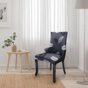 Wingback American Side Chair Slipcover-Dark Grey Fern)