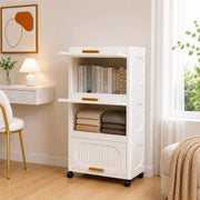 Stackable Collapsible Storage Boxes with Wheels and Doors – Versatile Plastic ( White 40 cm)