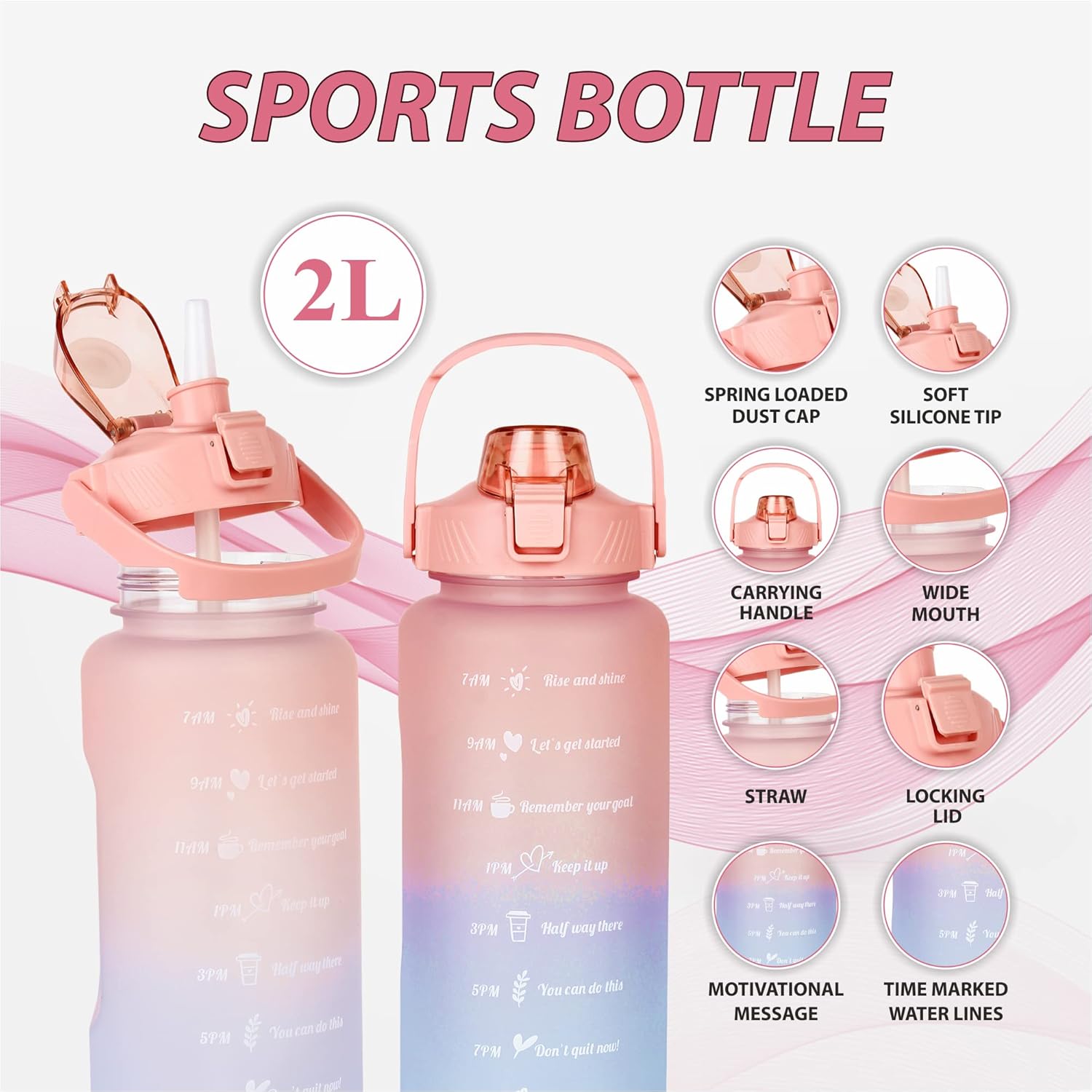 Raksha Bandhan Essentials Combo – 2L Cute Hydration Bottle, Black Travel Makeup Organizer & Sky Blue Jewelry Box