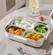 Stainless Steel Lunch Box | 304 Multi-Layer Bento Box with Bag & Utensils (Beige/Brown)