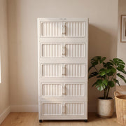 Folding Plastic Storage Cabinet with Wheels - White