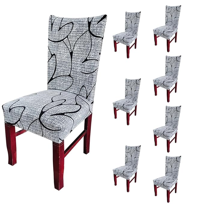 Elastic Chair Cover Stretch Removable Washable (Grey Bloom)