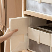 Mesh Window Storage Box with Compartments - Beige