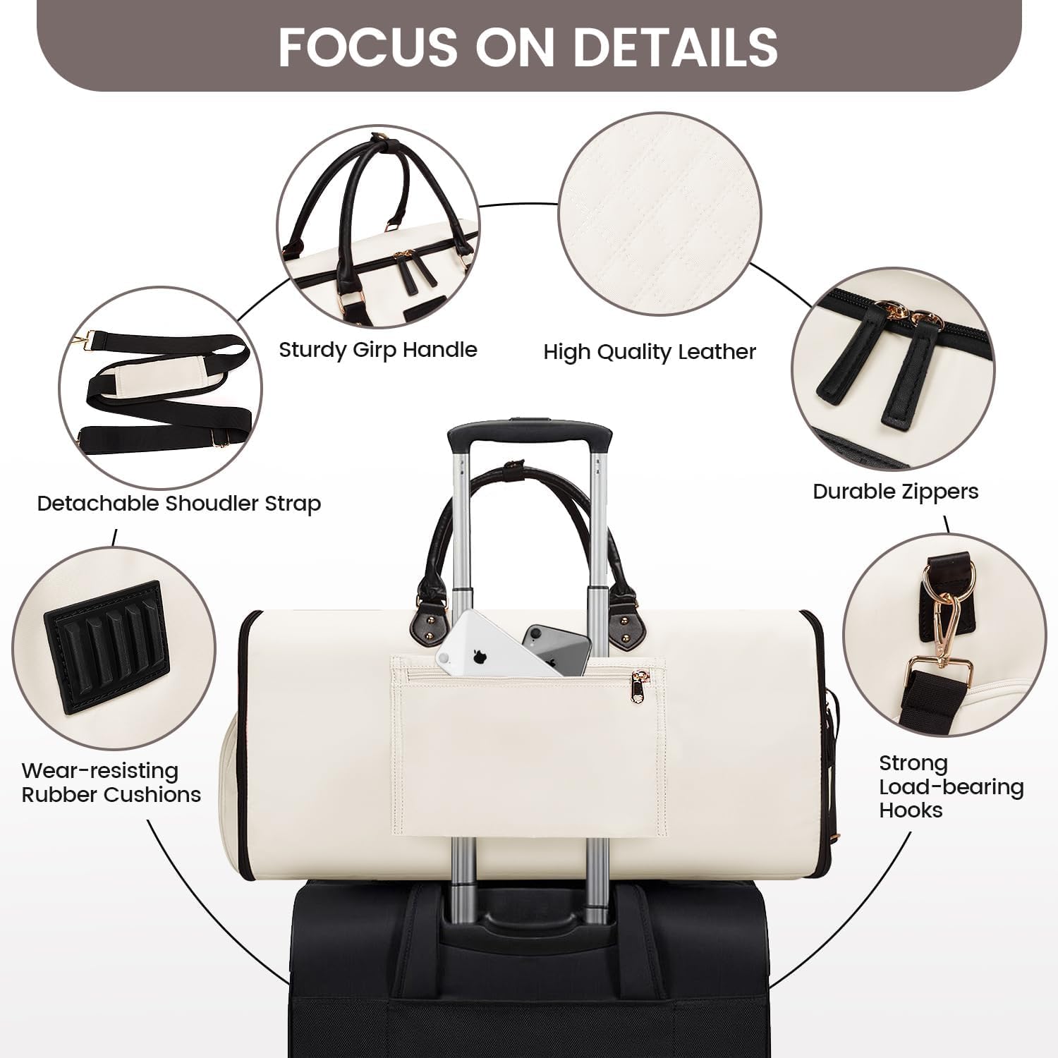 2-in-1 Convertible Garment Duffle Bag with Shoe Compartment & Shoulder