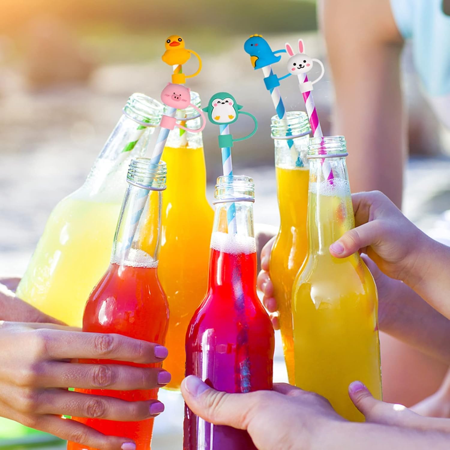 4PCS Silicone Straw Covers Reusable Toppers for 8mm Straw (Tumbler Not Included)