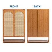 Narrow 2 Door 6-Layer Wooden Shoe Cabinet - Brown