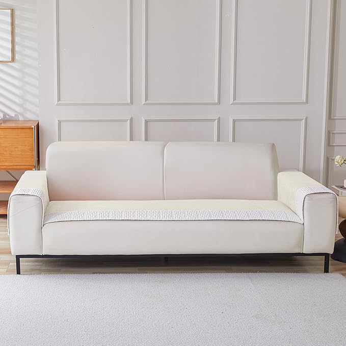 Velvet Sofa Covers Corduroy French Style 1/2/3/4 Seater (Cream)