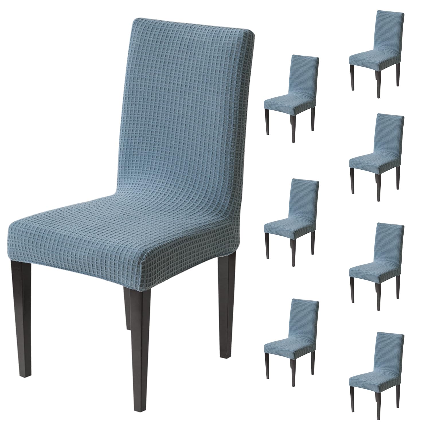 Decorative Dining Chair Cover – 220 GSM Stretch Jacquard Fabric (Light Blue)